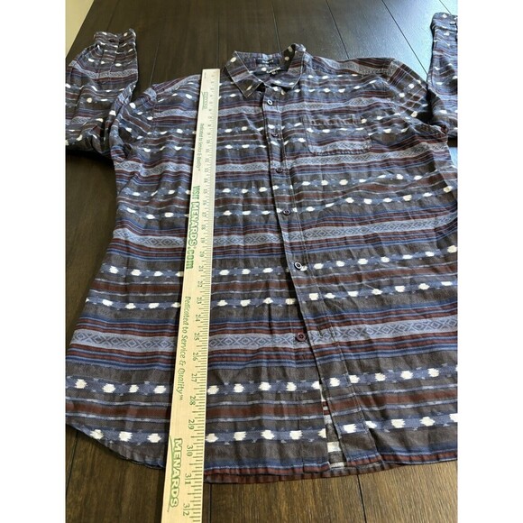 CARBON Mens XL Button Up Shirt Aztec Cowboy Southwestern Blue Gray Red Slim Fit - Picture 5 of 9